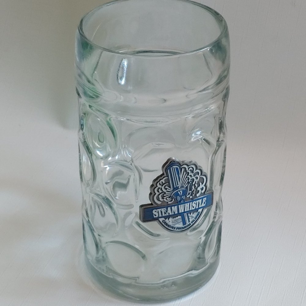 ORIGINAL Steam Whistle Beer Stein with Pewter Logo Badge 1 Liter